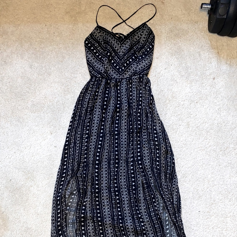 Lace up backed aztec maxi dress